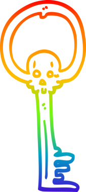 gökkuşağı gradyan çizgi çizimi bir insan tarafından çizilmiş ürkütücü kafatası anahtarı