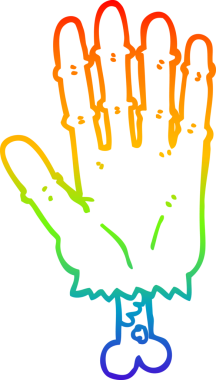 Gökkuşağı gradyan çizimi bir insan tarafından çizilmiş bir zombi elinin çizimi