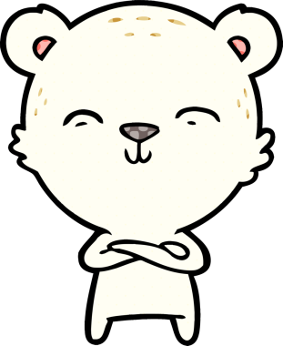 Bir insan tarafından çizilmiş mutlu kutup ayısı çizgi filmi.