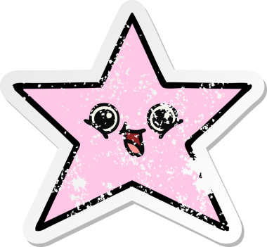 Bir insan tarafından çizilmiş sevimli bir yıldız balığının sıkıntılı çıkartması.