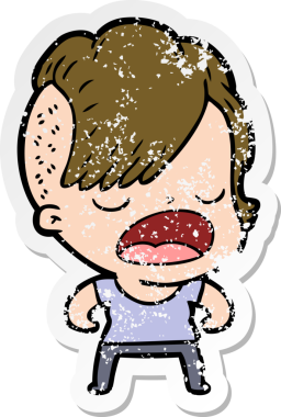 Bir insan tarafından çizilmiş havalı bir hippi kızın karikatür çıkartması.