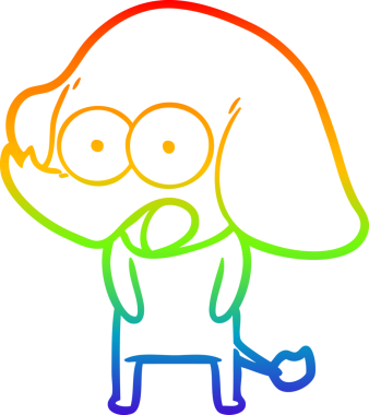 Gökkuşağı gradyan çizgisi bir insan tarafından çizilmiş şirin bir fil çizimi