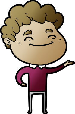 Bir insan tarafından çizilmiş çizgi film dostu bir adam.