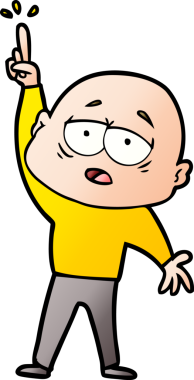 Bir insan tarafından çizilmiş, yorgun, kel bir adam.