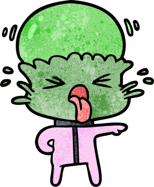 Bir insan tarafından çizilmiş garip bir uzaylı çizgi filmi.