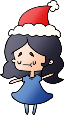 Bir insan tarafından çizilmiş Kawai kızının el çizimi gradyan çizgi filmi.