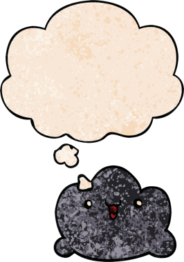 bir insan tarafından çizilmiş grunge desen biçiminde düşünce baloncuğu olan çizgi film bulutu