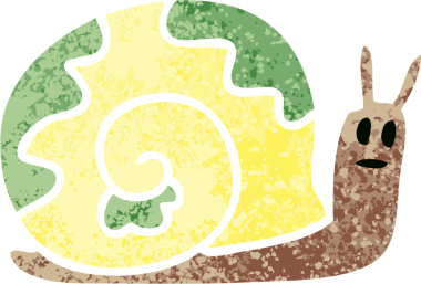 Bir insan tarafından çizilmiş tuhaf bir çizgi film salyangozu.