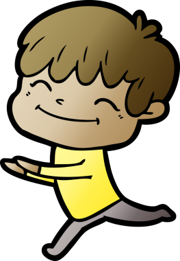 Bir insan tarafından çizilmiş mutlu çocuk çizgi filmi.