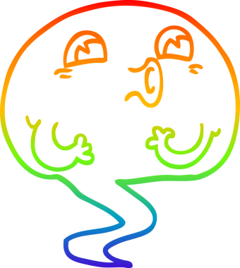 Gökkuşağı gradyan çizgisi bir insan tarafından çizilmiş ürkütücü bir çizgi film hayaleti.