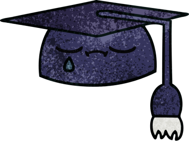 Mezuniyet şapkasının retro grunge deseni bir insan tarafından çizilmiş.