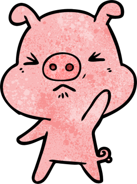 Bir insan tarafından çizilmiş kızgın domuz çizgi filmi.