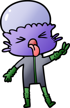 Bir insan tarafından çizilmiş garip bir uzaylı çizgi filmi.