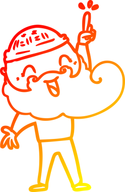 Bir insan tarafından çizilmiş harika bir fikri olan mutlu sakallı bir adamın sıcak çizgi çizimi.