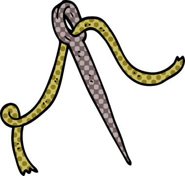 Bir insan tarafından çizilmiş karalama iğnesi ve iplik.