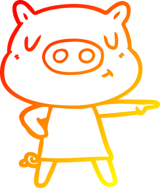 Bir insan tarafından çizilmiş, çizgi film içerikli bir domuzun sıcak çizgi çizimi.