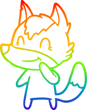 Gökkuşağı gradyan çizgisi. Bir insan tarafından çizilmiş dost bir kurt çizgi filmi.