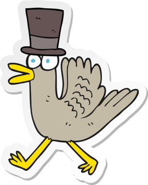 Bir insan tarafından çizilmiş silindir şapkalı ördek çıkartması.