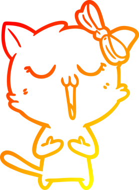 Bir insan tarafından çizilmiş çizgi film kedisinin sıcak çizgi çizimi