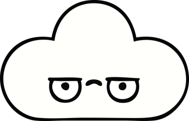 Bir insan tarafından çizilmiş sevimli bir bulut karikatürü.