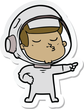 Bir insan tarafından çizilmiş kendine güvenen bir astronotun çıkartması.