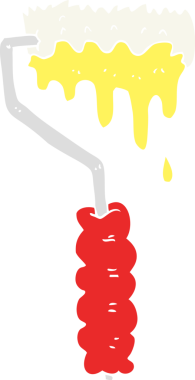 Bir insan tarafından çizilen boya silindirinin düz renk çizimi