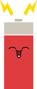 Bir insan tarafından çizilmiş düz renk retro pili.