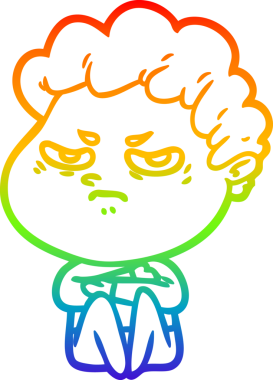 Bir insan tarafından çizilmiş kızgın bir adamın çizdiği gökkuşağı gradyanı çizimi