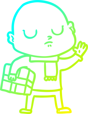 Soğuk gradyan çizgisi, bir insan tarafından çizilmiş, kel bir adamın çizimi.