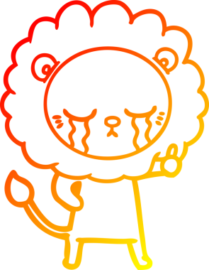 Bir insan tarafından çizilmiş, ağlayan bir aslanın sıcak çizgi çizgisi.