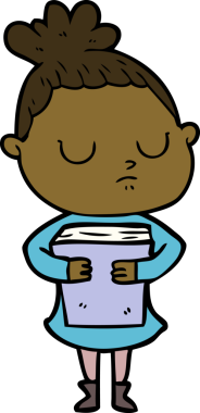 Bir insan tarafından çizilmiş sakin bir kadın çizgi filmi.