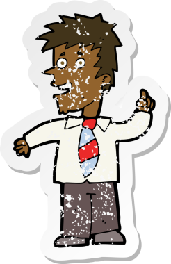 İnsan tarafından çizilmiş bir fikri olan karikatürcü bir adamın gerilimli çıkartması.