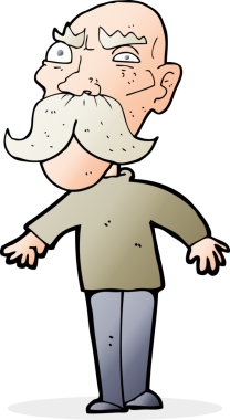 Bir insan tarafından çizilmiş kızgın yaşlı bir adam.