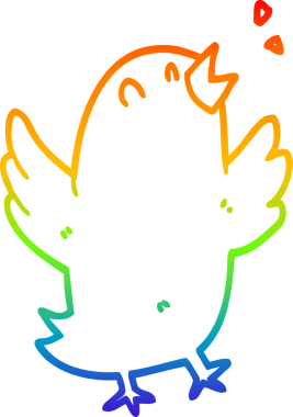 gökkuşağı gradyan çizgi çizimi bir insan tarafından çizilmiş şarkı söyleyen çizgi bir kuş