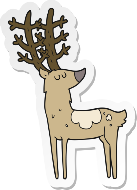 Bir insan tarafından çizilmiş karikatür geyiği etiketi.