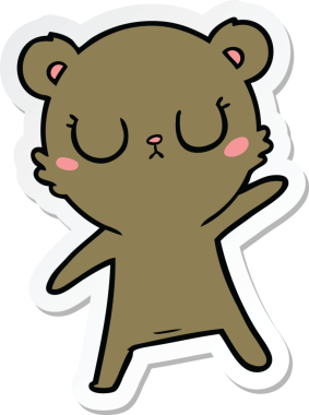 Bir insan tarafından çizilmiş barışçıl bir çizgi film ayısının çıkartması.