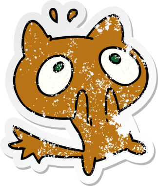 Bir insan tarafından çizilmiş şok olmuş bir kedinin resimli çizimi.