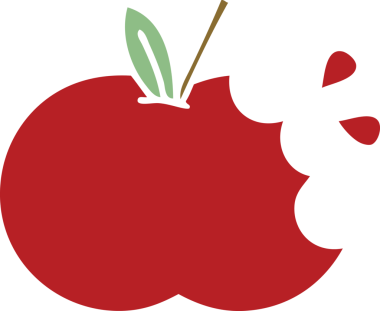 Bir insan tarafından çizilmiş kırmızı bir elmanın düz renkli retro karikatürü