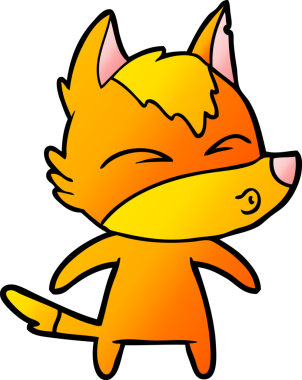 Bir insan tarafından çizilmiş tilki çizgi film karakteri