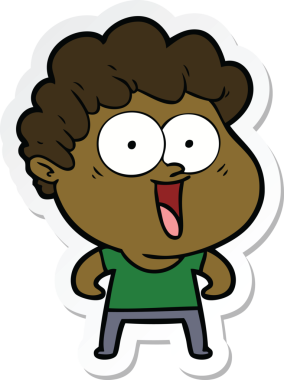 Bir insan tarafından çizilmiş mutlu bir adamın çıkartması.