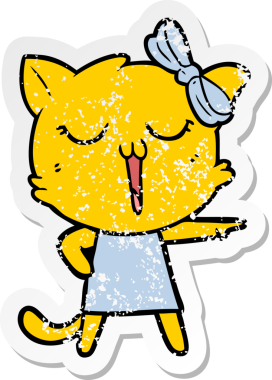 Bir insan tarafından çizilmiş karikatür bir kedinin sıkıntılı çıkartması.