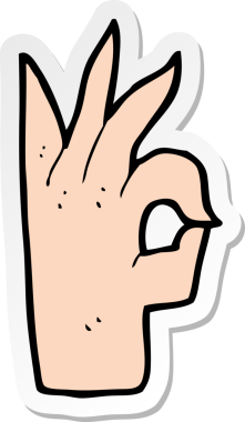 Çizgi film çıkartması. Bir insan tarafından çizilmiş el hareketi.