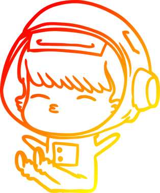 Bir insan tarafından çizilen çizgi film meraklısı astronotun sıcak gradyan çizimi