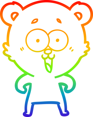 Bir insan tarafından çizilmiş gülen oyuncak ayının çizdiği gökkuşağı gradyan çizgisi.