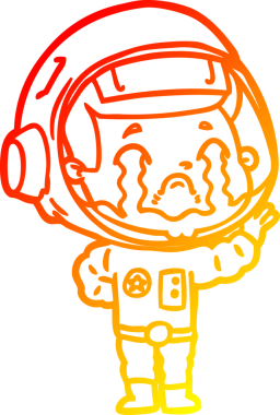 Bir insan tarafından çizilmiş, ağlayan bir astronotun sıcak çizgi çizimi