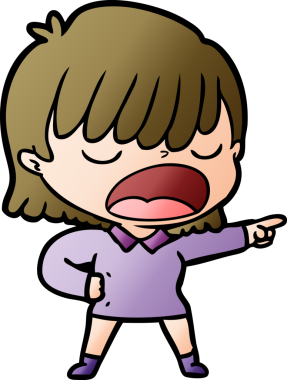 Çizgi filmdeki kadın bir insan tarafından yüksek sesle çizilmiş.