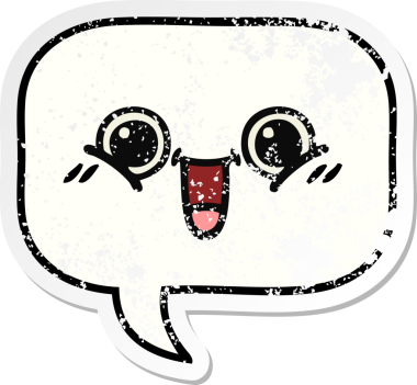 Bir insan tarafından çizilmiş şirin bir karikatür konuşma balonunun sıkıntılı çıkartması.