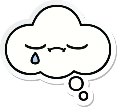 Bir insan tarafından çizilmiş şirin bir düşünce baloncuğunun çıkartması.