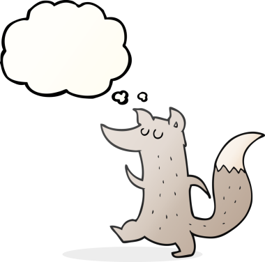 Bir insan tarafından çizilmiş serbest çizim balon karikatür şirin kurt