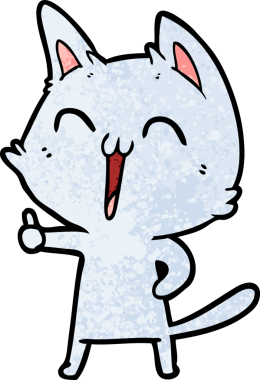 Bir insan tarafından çizilmiş mutlu çizgi film kedisi.